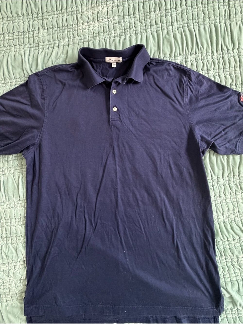 Peter Millar Navy Short-Sleeve Polo Shirt-Large